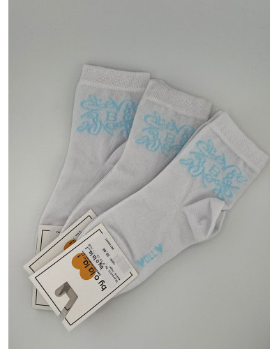 Skarpetki z herbem By o la la...! białe z błękitem