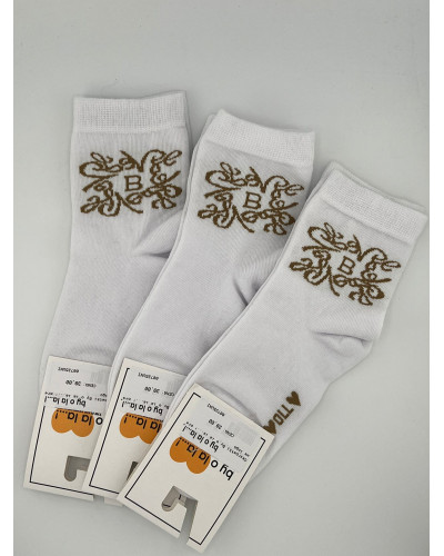 Skarpetki z herbem By o la la...! białe z kakao