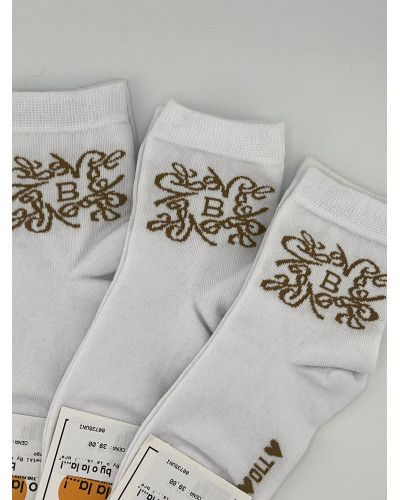 Skarpetki z herbem By o la la...! białe z kakao