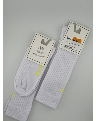 Skarpetki prążkowane OLL By o la la...! białe z żółtym