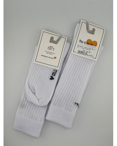 Skarpetki prążkowane OLL By o la la...! białe z granatem