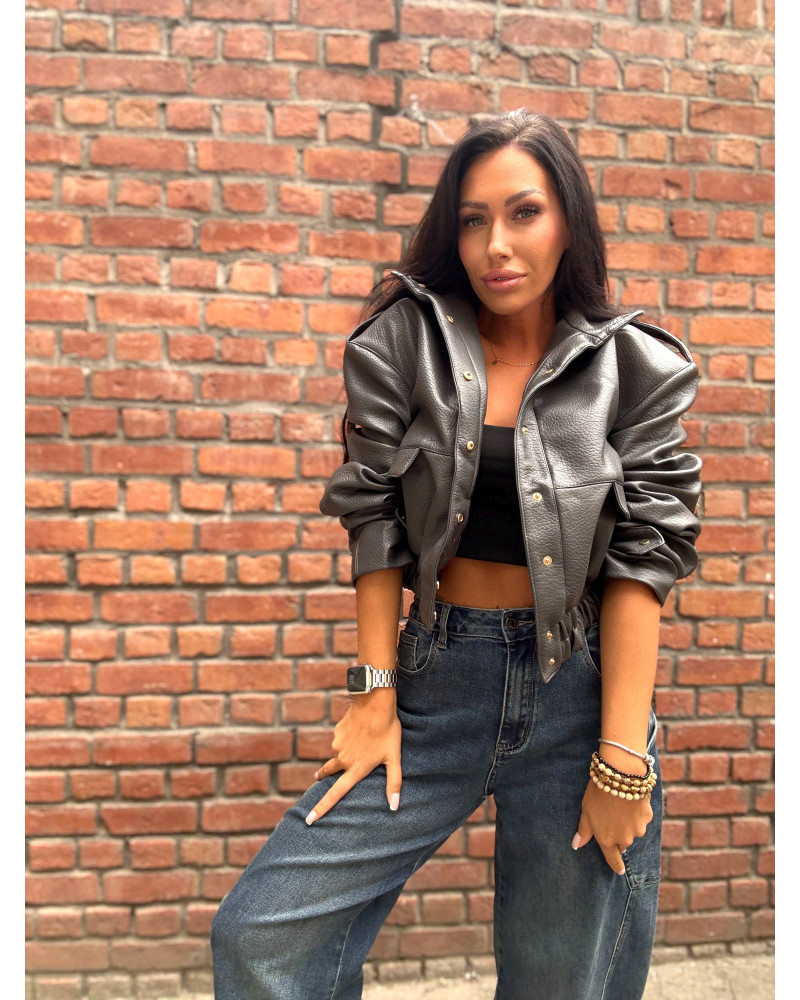 Bomberka z ekoskóry La Milla grafitowa