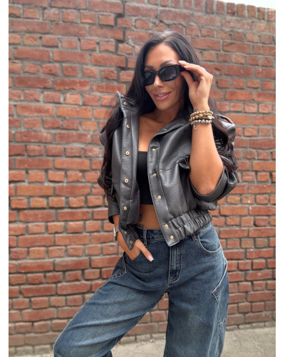 Bomberka z ekoskóry La Milla grafitowa