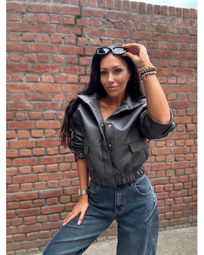 Bomberka z ekoskóry La Milla grafitowa