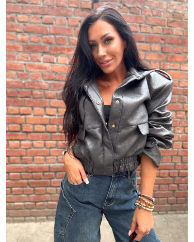 Bomberka z ekoskóry La Milla grafitowa