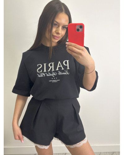 Spodenki materiałowe motylki La Milla czarne z koronką