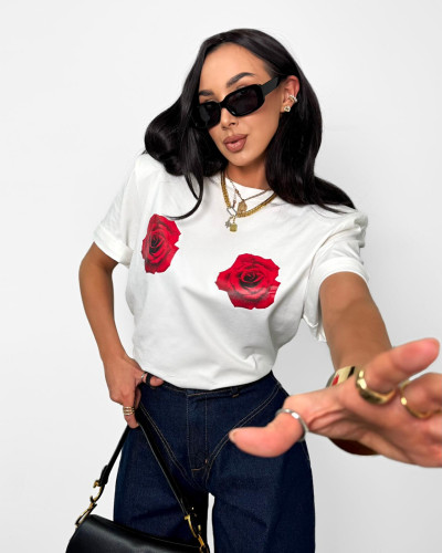 T-shirt z różami La Milla biały