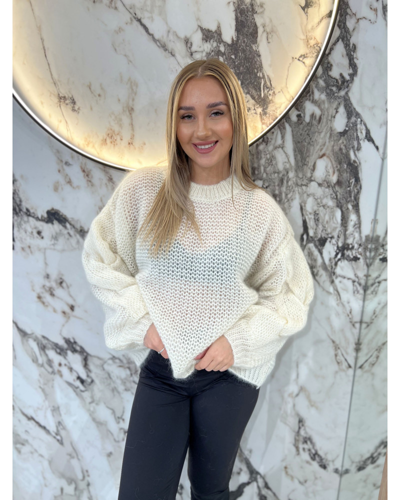 Sweter warkocz By o la la...! śmietankowy