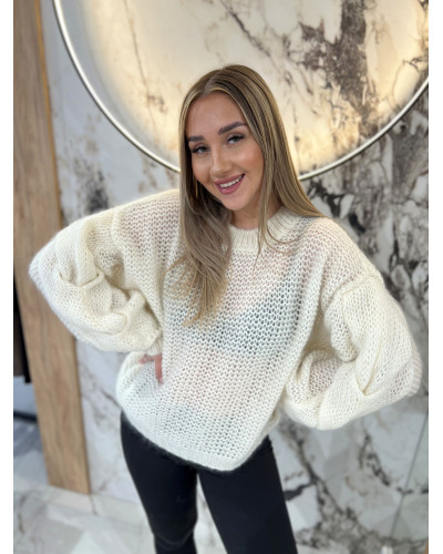 Sweter warkocz By o la la...! śmietankowy