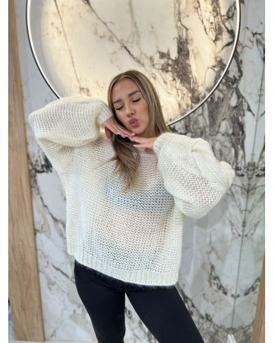 Sweter warkocz By o la la...! śmietankowy