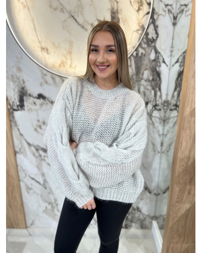 Sweter warkocz By o la la...! szary