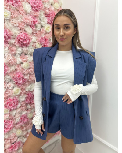 Spodenki materiałowe motylki La Milla granatowe w paski