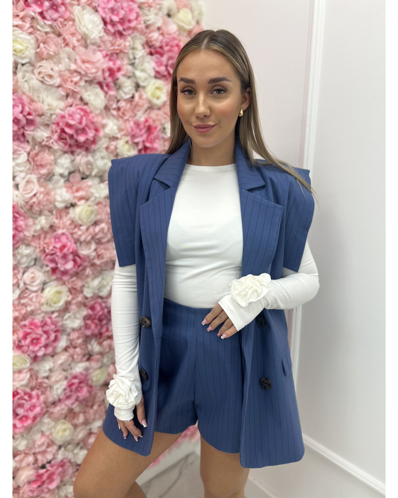 Spodenki materiałowe motylki La Milla granatowe w paski