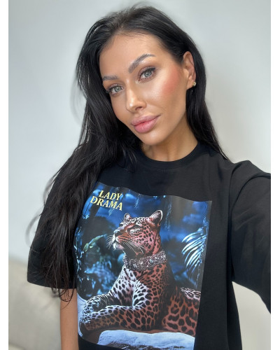T-shirt gepard Lady Drama czarny