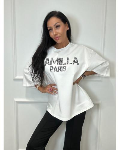 T-shirt oversize La Milla Paris biały z czarnym