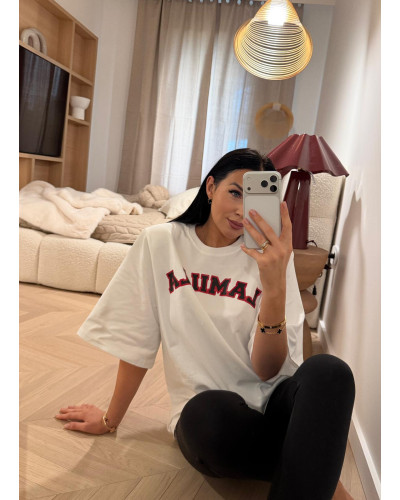 T-shirt oversize z napisem La Milla biały