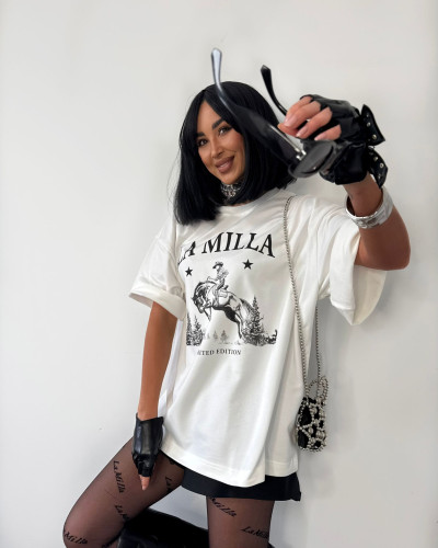 T-shirt kowbojka La Milla biały
