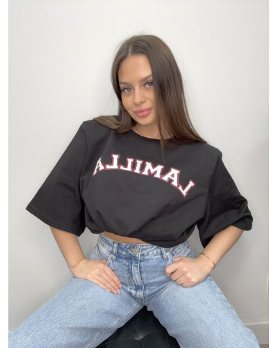 T-shirt oversize z napisem La Milla czarny