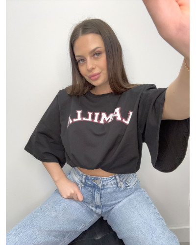 T-shirt oversize z napisem La Milla czarny