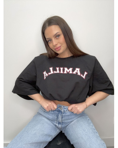 T-shirt oversize z napisem La Milla czarny