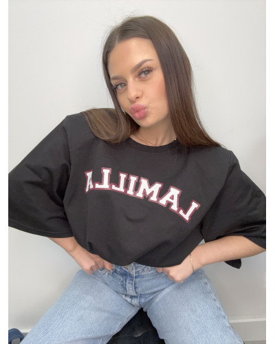 T-shirt oversize z napisem La Milla czarny