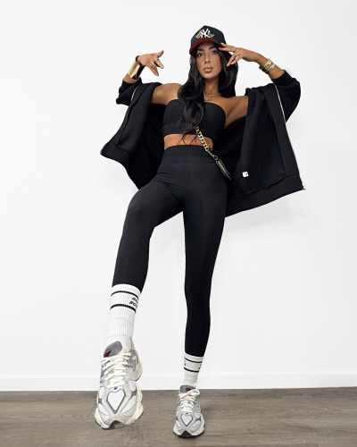 Legginsy lśniące bez zapiętek La Milla czarne