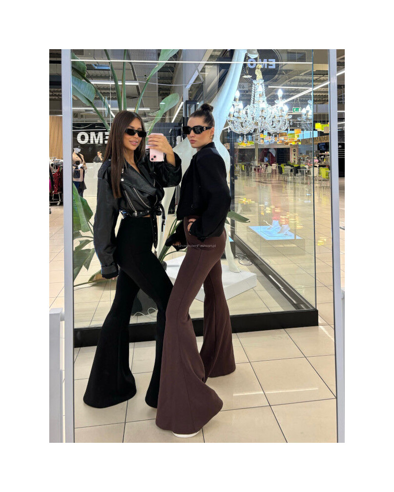 Spodnie materiałowe dzwony EMO czekoladowe