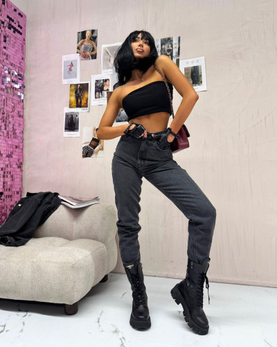 Spodnie jeansowe mom fit La Milla szare