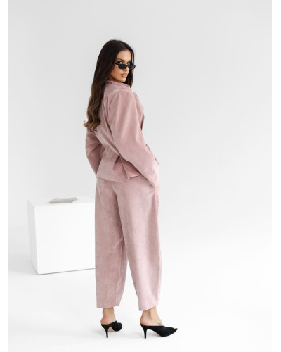 Spodnie sztruksowe banany By o la la...! różowe