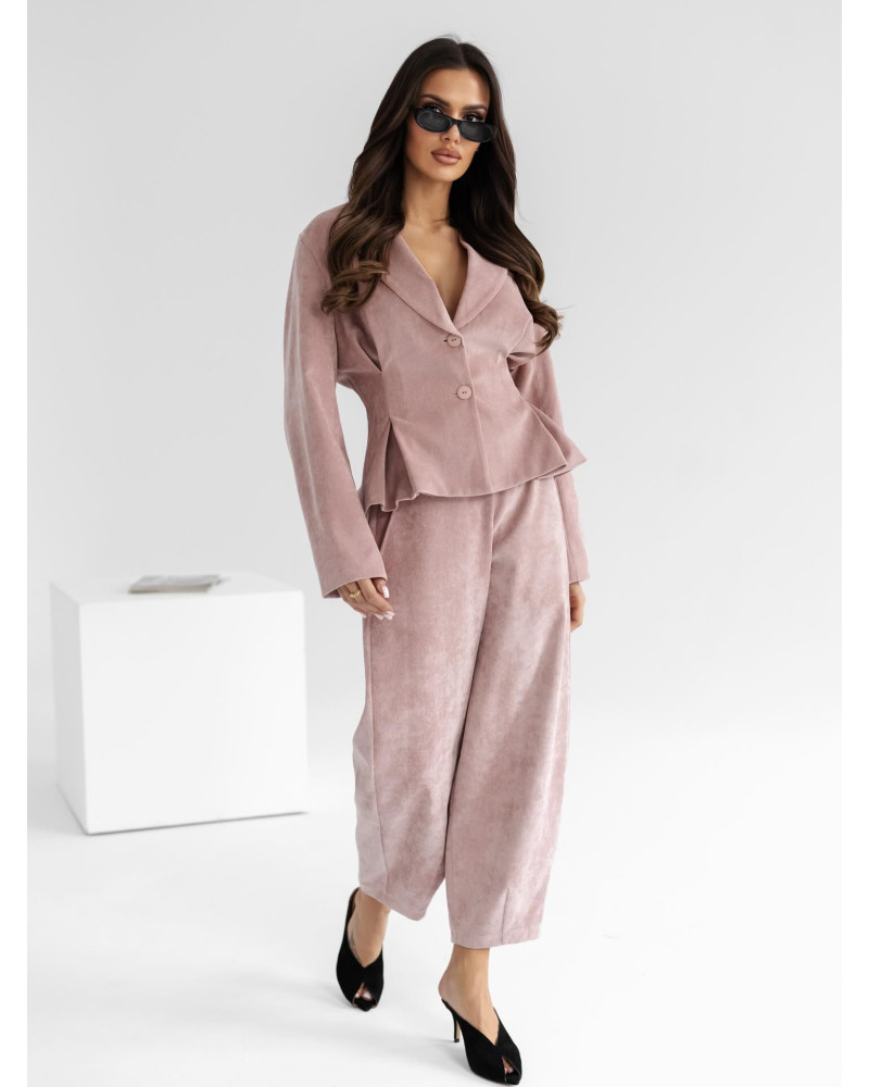 Spodnie sztruksowe banany By o la la...! różowe