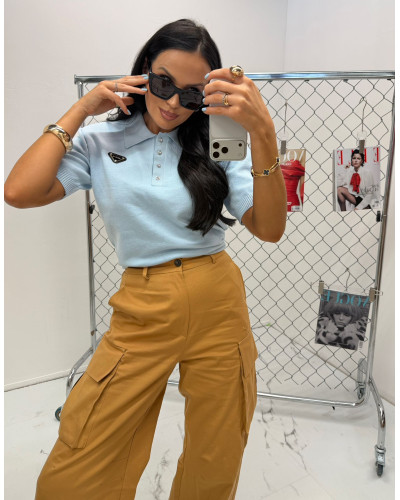 Sweterek polo La Milla błękitny