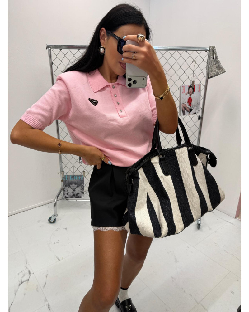 Sweterek polo La Milla pudrowy róż