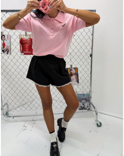 Sweterek polo La Milla pudrowy róż