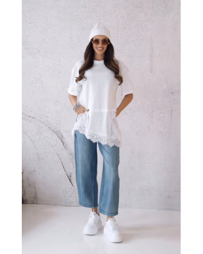 T-shirt z halką By o la la...! biały