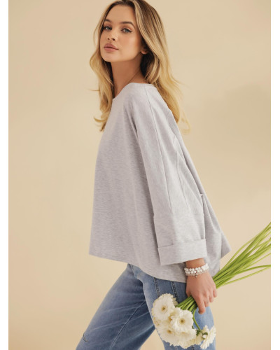 Bluzka nietoperz By o la la...! szary melanż