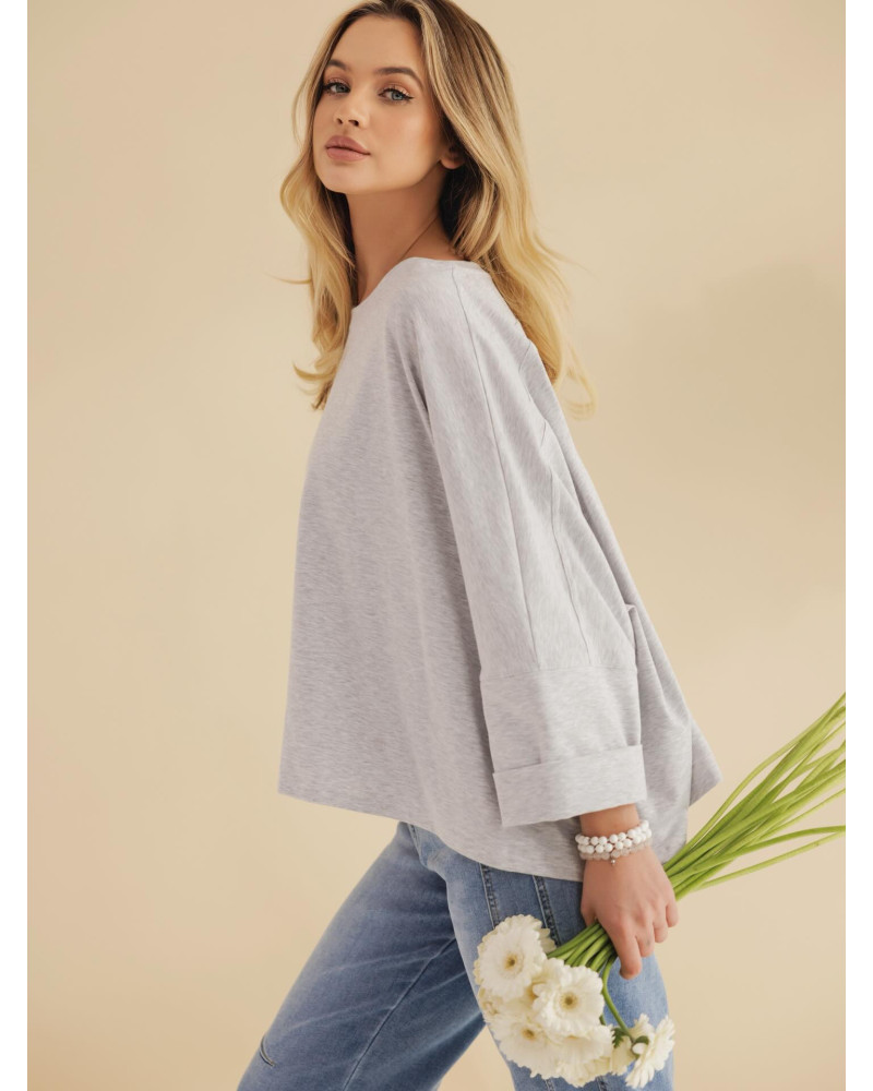 Bluzka nietoperz By o la la...! szary melanż