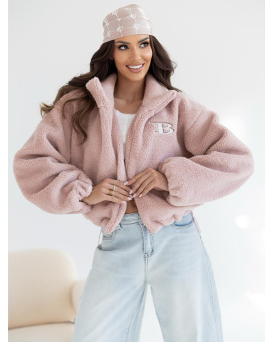 Kurtka teddy By o la la...! pudrowy róż